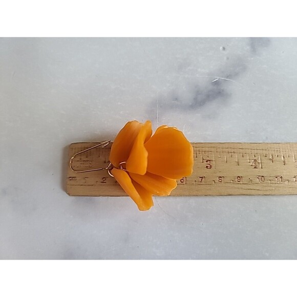 Orange Floral Dangling Pierced Earrings - Picture 9 of 10